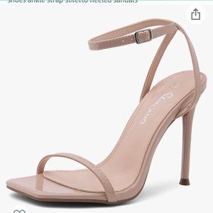Shoe Land SL- Veronicka women's open square toe party shoes ankle strap stiletto